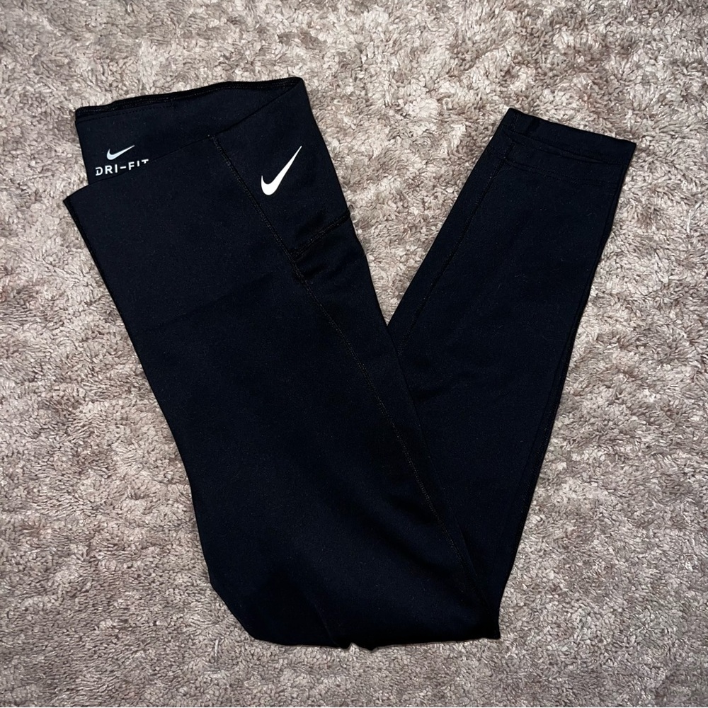 Nike Dri Fit Performance Leggings Black Mid Rise Size Small - Picture 6 of 7